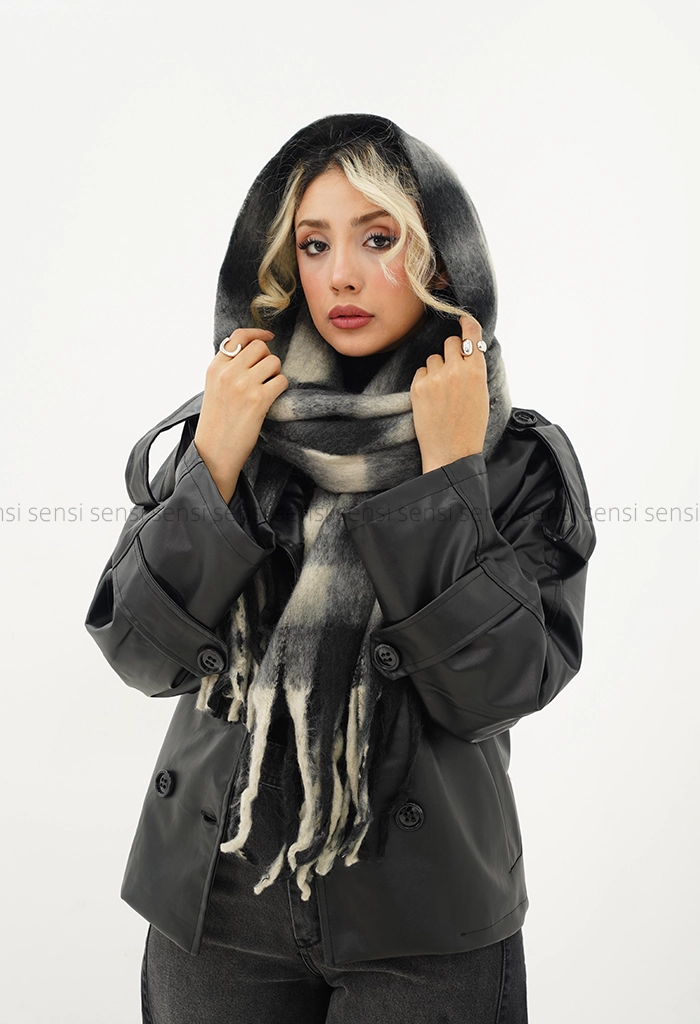 شال بیگ طرح دار پشمی کد1004605